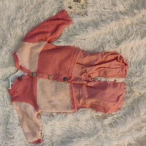 Baby Beginnings Pink Block Sweater Outfit with Leg Snaps Size 0/3 months
